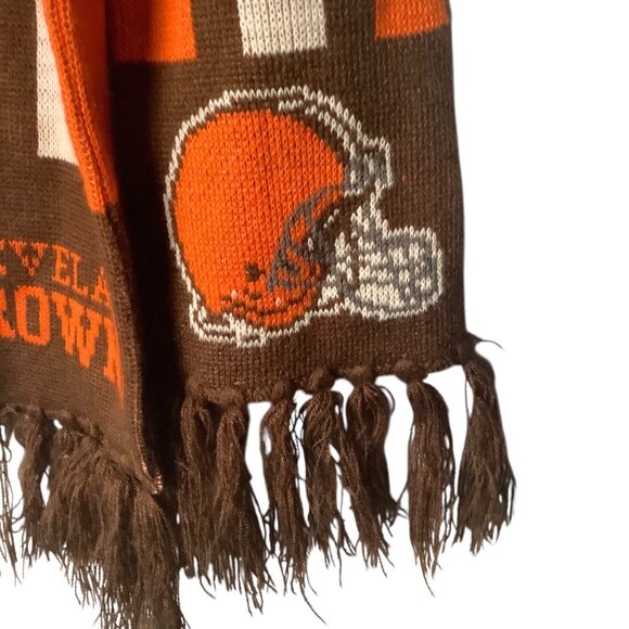 Cleveland Browns Striped Knit Scarf With Fringe 60” - Picture 3 of 5